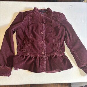 Ashley Judd Corduroy Burgundy Peplum Jacket - Size S